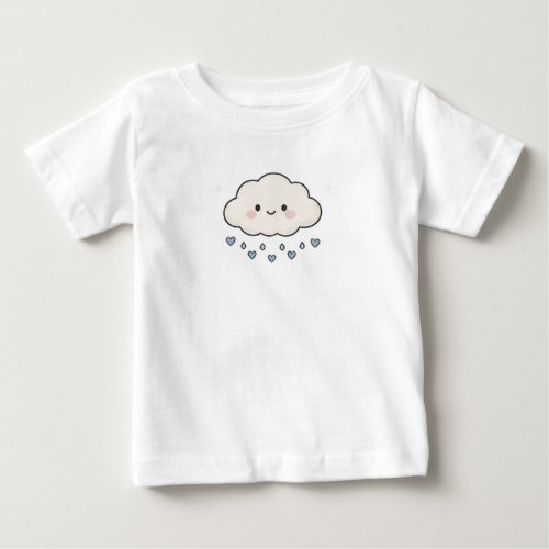 Cute Smiling Rain Cloud Raining Hearts Aesthetic Baby T-Shirt