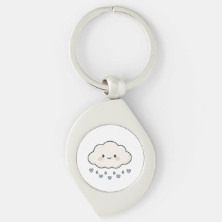 Cute Smiling Rain Cloud Raining Hearts Aesthetic Keychain