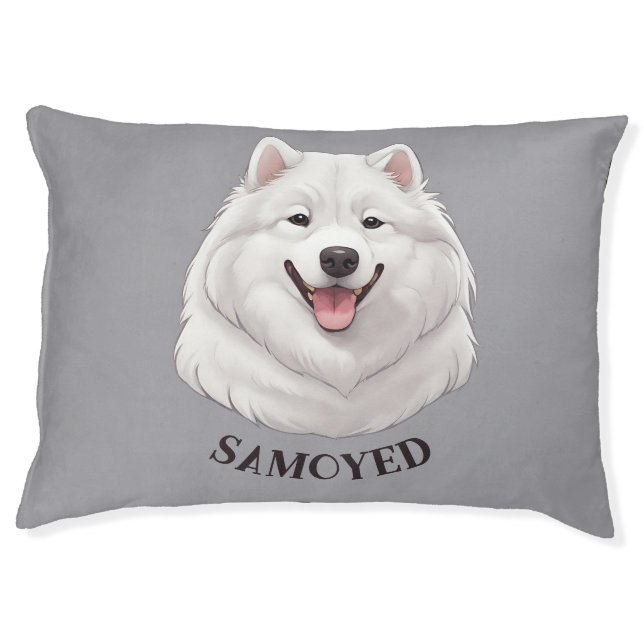 Cute Smiling Samoyed Dog Pet Bed (Front)