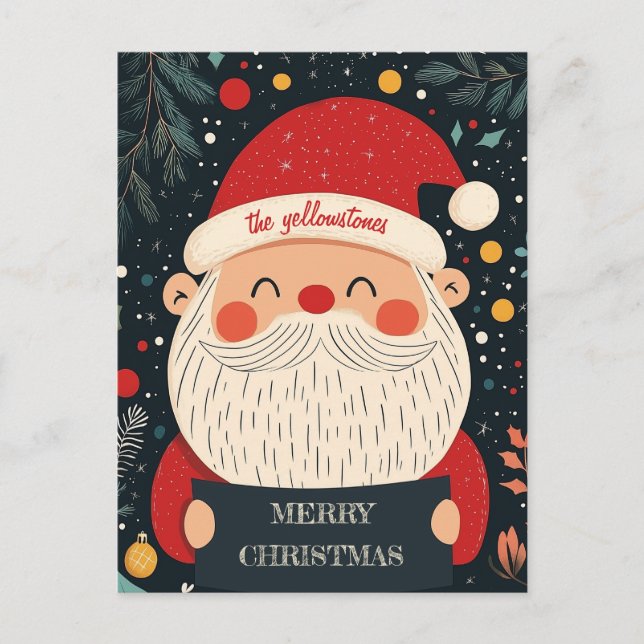 Cute Smiling Santa with a Heart Warming Message Holiday Postcard (Front)