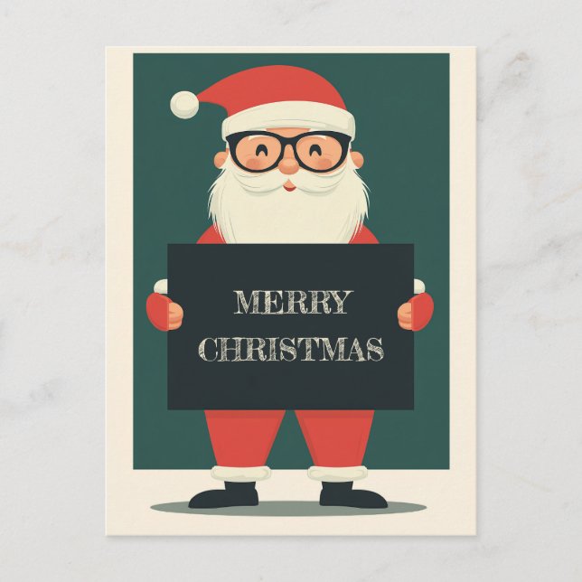 Cute Smiling Santa with a Heart Warming Message Holiday Postcard (Front)