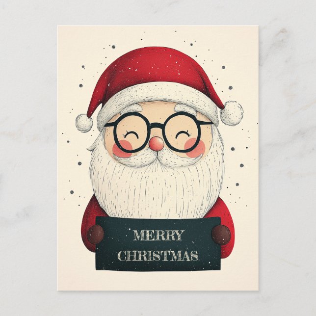 Cute Smiling Santa with a Heart Warming Message Holiday Postcard (Front)