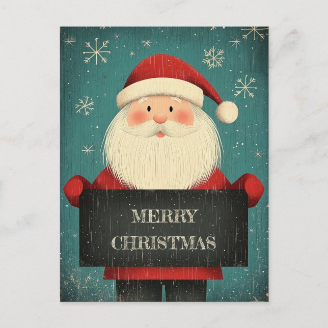 Cute Smiling Santa with a Heart Warming Message Holiday Postcard (Front)