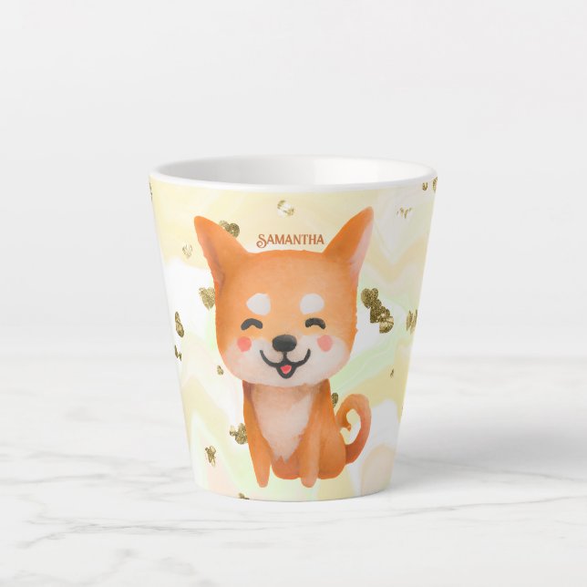 Cute Smiling Shiba Inu Latte Mug (Front)