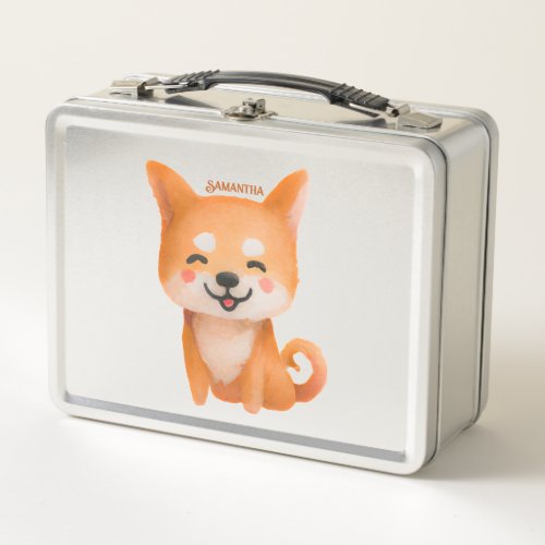 Cute Smiling Shiba Inu Metal Lunch Box