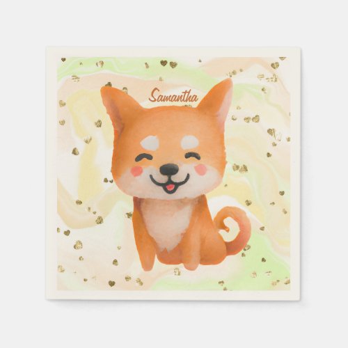 Cute Smiling Shiba Inu Napkins