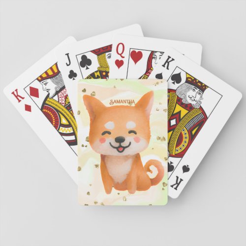 Cute Smiling Shiba Inu Playing Cards
