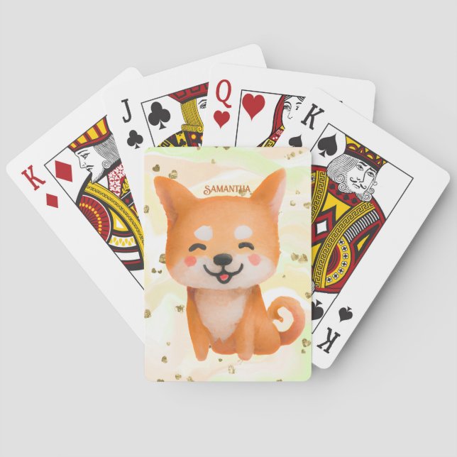 Cute Smiling Shiba Inu Poker Cards (Back)
