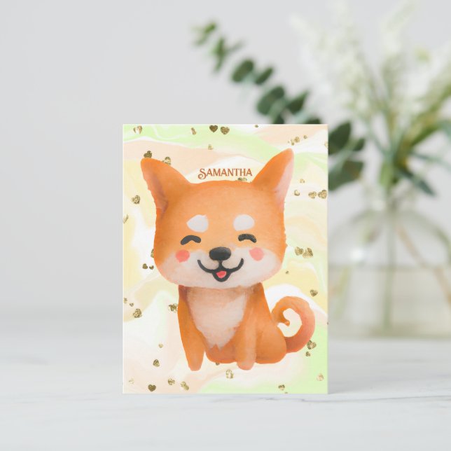 Cute Smiling Shiba Inu Postcard (Standing Front)