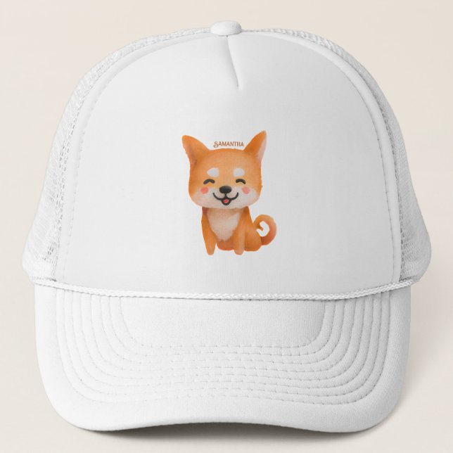 Cute Smiling Shiba Inu Trucker Hat (Front)