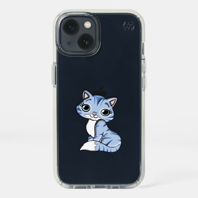 CUTE SMILING SKY BLUE KITTEN WITH BLUE EYES. SPECK iPhone 13 CASE (Front)