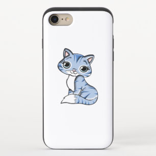 CUTE SMILING SKY BLUE KITTEN WITH BLUE EYES. iPhone 8/7 SLIDER CASE
