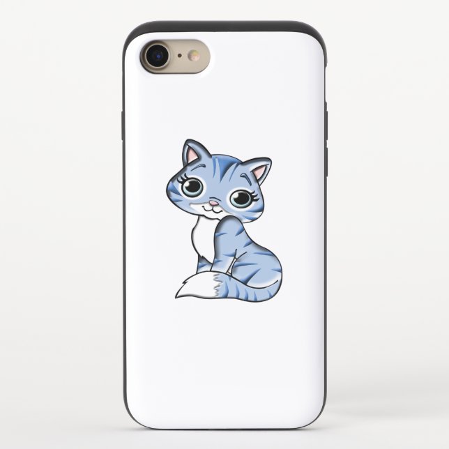 CUTE SMILING SKY BLUE KITTEN WITH BLUE EYES. UNCOMMON iPhone CASE (Back)