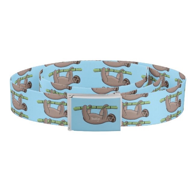 Cute smiling sloth on bamboo cartoon illustration belt (Coil)