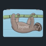 Cute smiling sloth on bamboo cartoon illustration iPad mini cover<br><div class="desc">This cute,  happy sloth is hanging on a green bamboo. All done in adorable cartoon illustration style.</div>