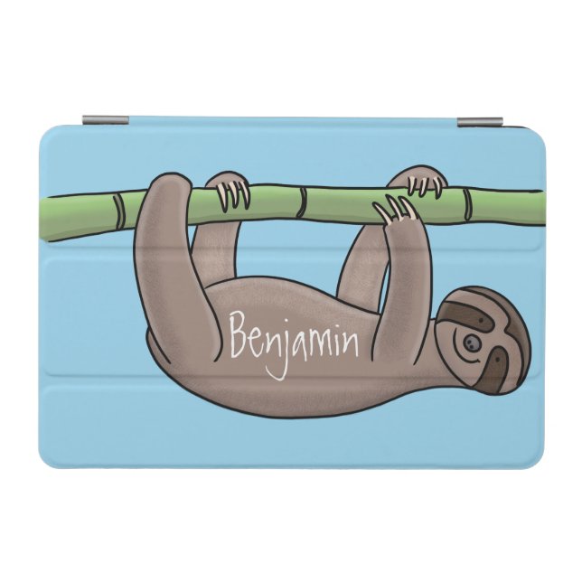 Cute smiling sloth on bamboo cartoon illustration iPad mini cover (Horizontal)