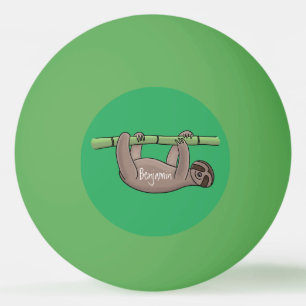 Cute smiling sloth on bamboo cartoon illustration ping pong ball