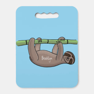 Cute smiling sloth on bamboo cartoon illustration seat cushion
