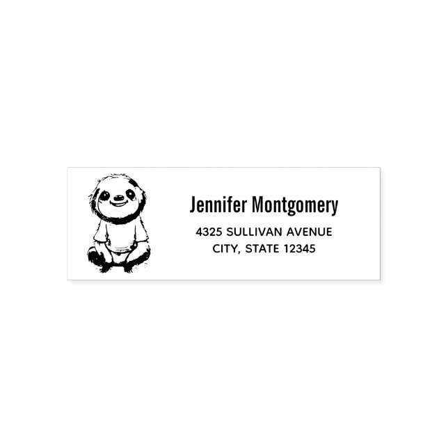  Cute Smiling Sloth Wearing a Shirt Address Self-inking Stamp (Design)