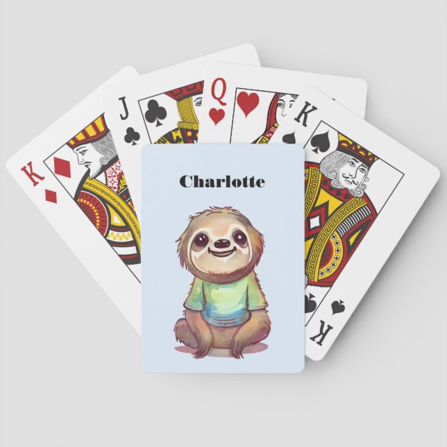 Cute Smiling Sloth Wearing a Shirt Poker Cards (Back)