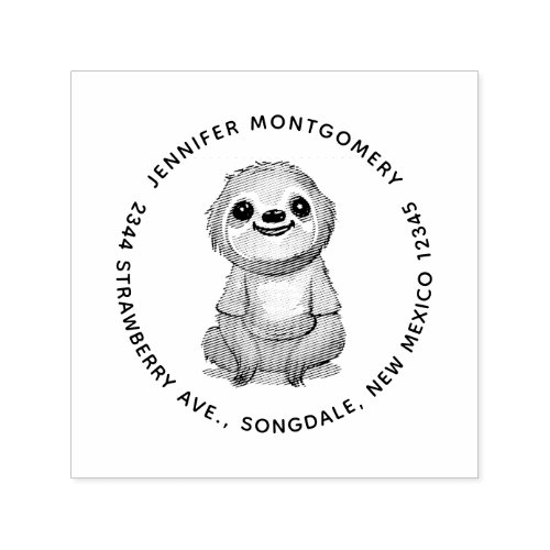  Cute Smiling Sloth Wearing a Shirt with Address Self_inking Stamp