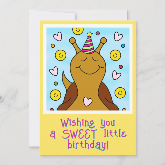 Cute Smiling Snail Sweet Little Birthday Card (Front)
