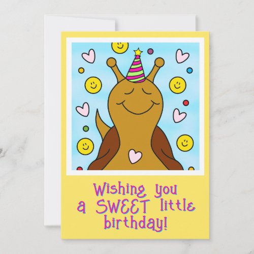❤️ Cute Smiling Snail Sweet Little Birthday Card