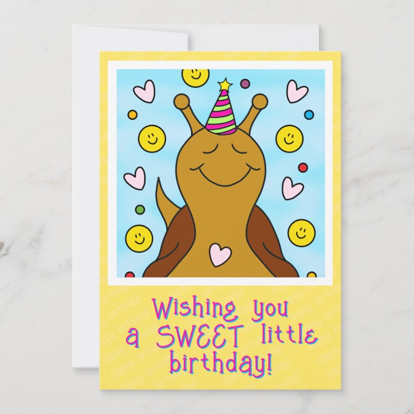 Cute Smiling Snail Sweet Little Birthday Coloring Card