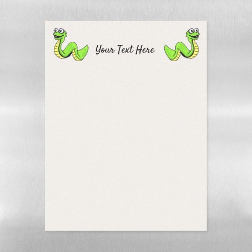 Cute Smiling Snakes Bright Green and Yellow White Magnetic Dry Erase Sheet