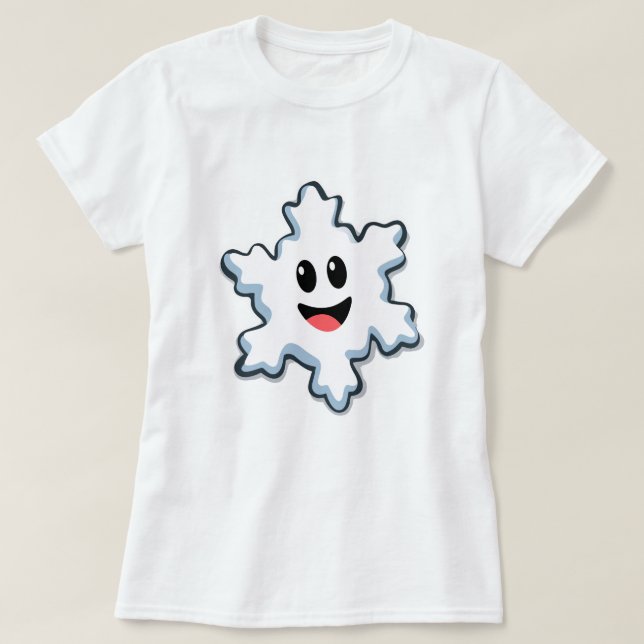 Cute Smiling Snowflake – Happy Christmas T-Shirt (Design Front)