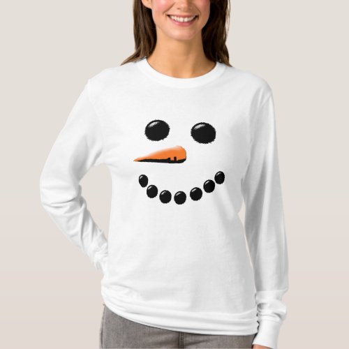 Cute Smiling Snowman Face Festive Holiday Xmas T_Shirt