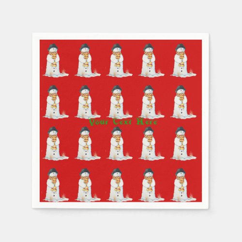 Cute smiling snowman for christmas napkins