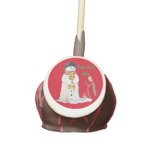 Cute smiling snowman note for santa in the snow cake pops