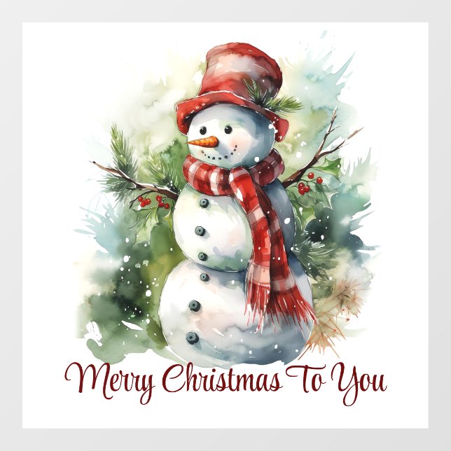 Cute Smiling Snowman Window Cling (Sheet)