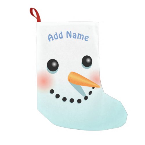 Cute Smiling Snowman With Carrot Nose Small Christmas Stocking