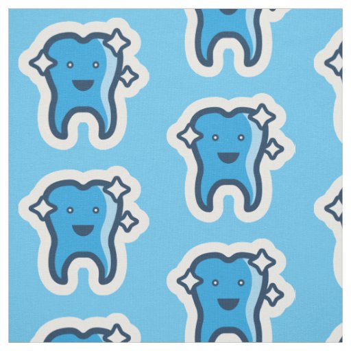Cute Smiling Sparkling Teeth Pattern Fabric