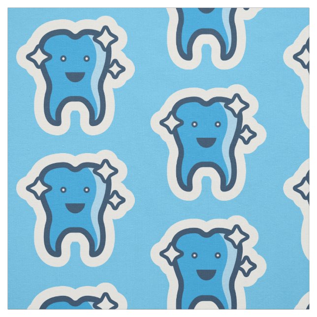 Cute Smiling Sparkling Teeth Pattern Fabric (Swatch)