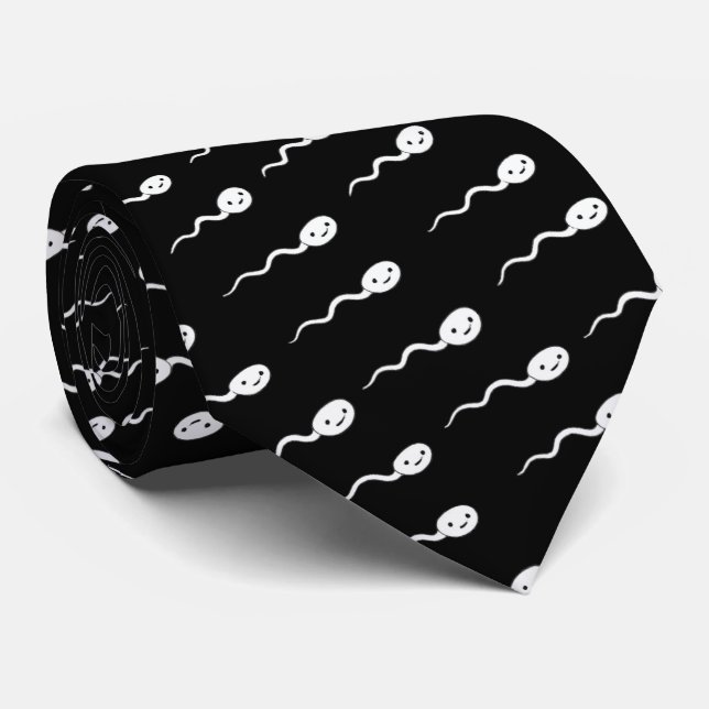 Cute Smiling Sperm Pattern Neck Tie (Rolled)