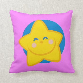 Cute Smiling Star   Pink Pillow by esoticastore at Zazzle