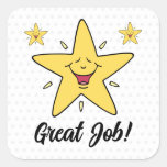 Cute Smiling Stars Great Job Encouragement Square Sticker