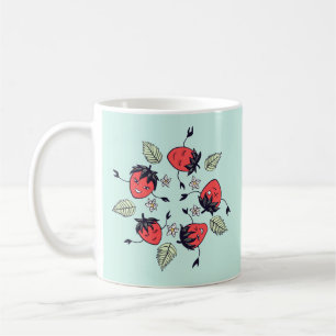 Cute Smiling Strawberry Characters Fun Cartoon Kid Coffee Mug