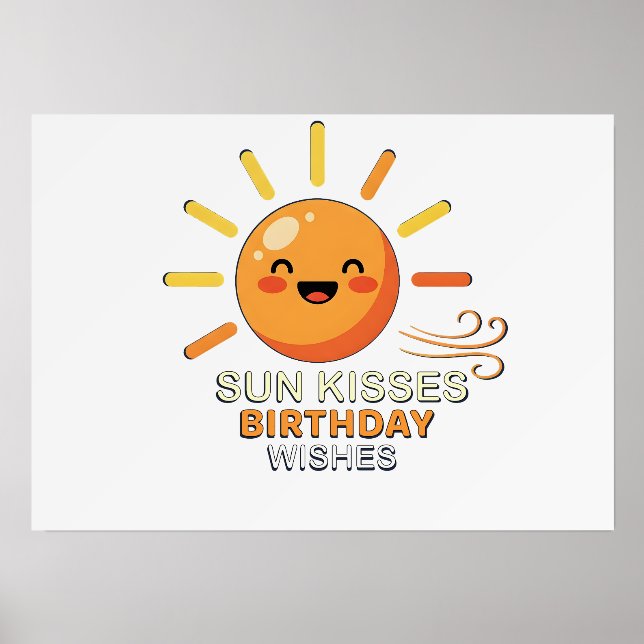 Cute Smiling Sun Birthday Wishes Giclee Photo Prin Holder (Front)