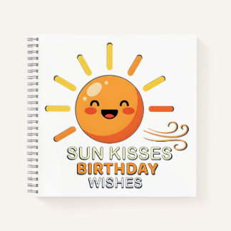 Cute Smiling Sun Birthday Wishes Spiral Notebook
