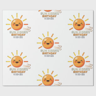 Cute Smiling Sun Birthday Wishes Wrapping Paper