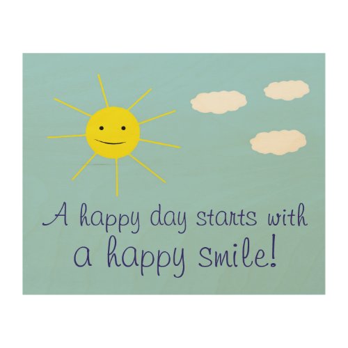Cute Smiling Sun Blue Sky Happy Quote Print