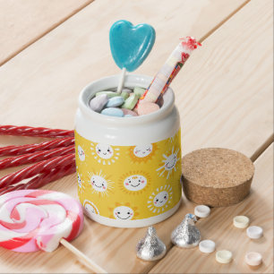 Cute smiling sun cartoon art candy jar
