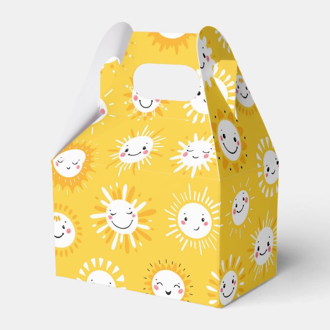 Cute smiling sun cartoon art favor boxes (Front Side)