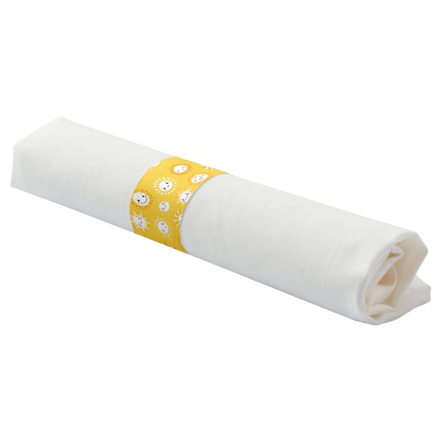 Cute smiling sun cartoon art napkin bands (Angled)