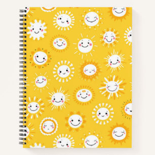 Cute smiling sun cartoon art notebook