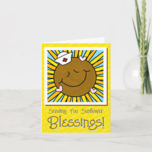 Cute Smiling Sunflower Nurse Get Well Soon Card